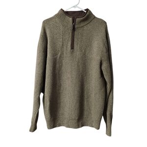 L.L. Bean Waterfowl Sweater Merino Lambswool Quarter Zip Men's Large Forest